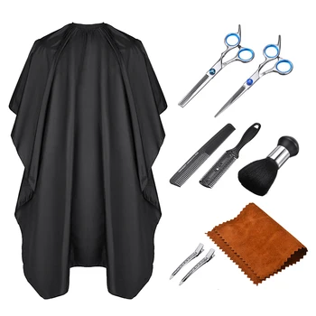 

10pcs Hair Cutting Thinning Scissors Barber Shears Haircut Cape Hairdressing Set For Salon Barber Family Haircut