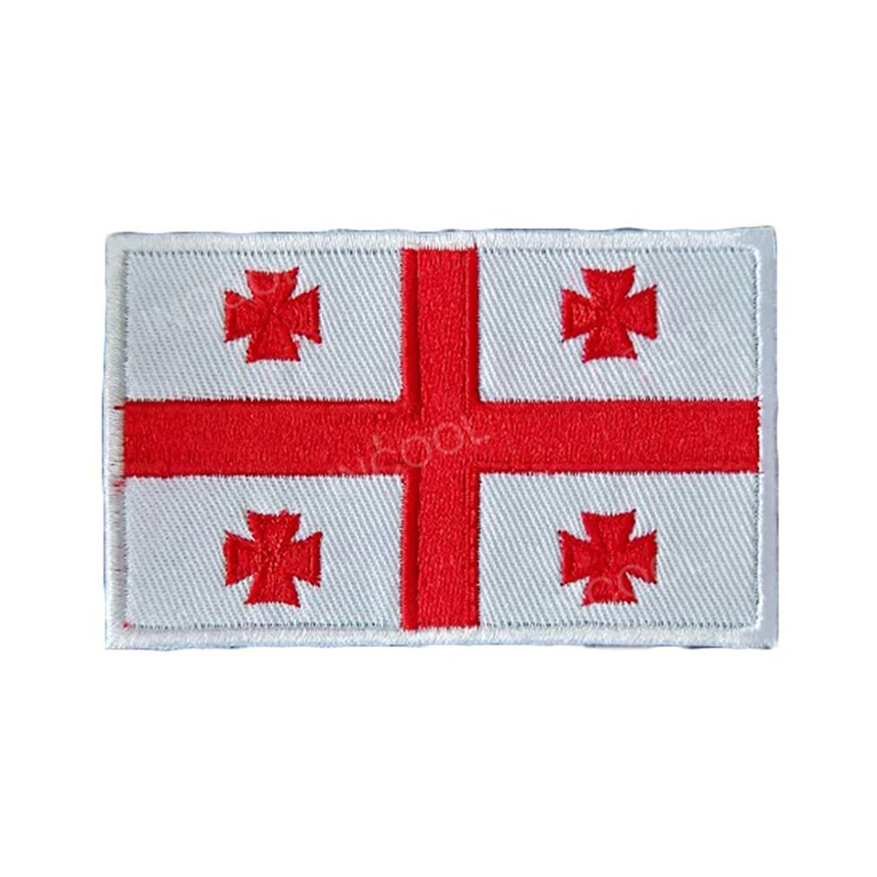 Georgia Flag Вышитые патчи Национальный флаг Бруней, шрилка, Maldives Kazakhstan Nepal Palestine Kuwait Таиланд Малайзия лаосский флаг значки - Цвет: Georgia Flag