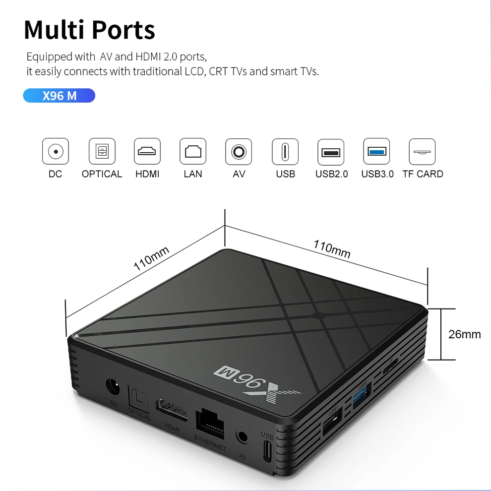 X96M Android 9.0 TV Box Allwinner H603 Set top Box 2/4GB 16GB 32GB 64GB 4K HD USB 3.0 Support Player Netflix Smart Tv Box