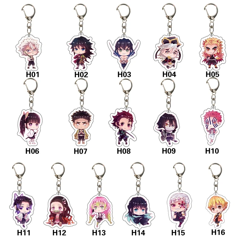 Anime Demon Slayer Acrylic Keychain Brinco Blade of Ghost Key Chain Kamado Tanjirou Pompom Yaiba Keyring Gift for Fens | Украшения и