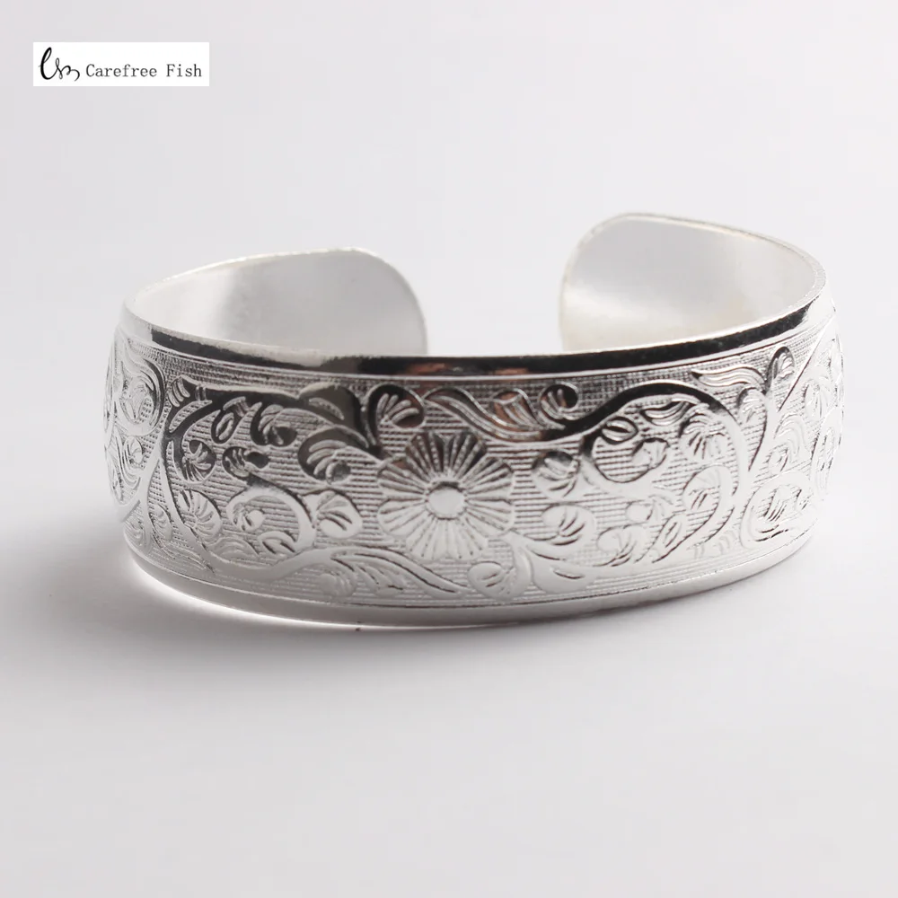 10- silver Цыганский квадратный Цветок Металлический тибетский серебряный винтажный Ретро Модный Браслет-манжета браслет для нее Рождественский подарок - Окраска металла: 10- silver