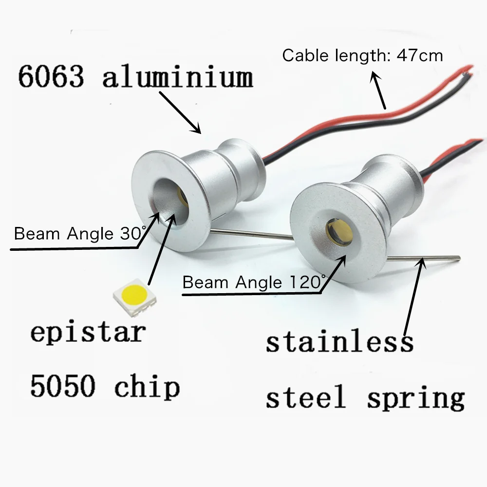 Set di mini spot da incasso da 1W IP65 bianco caldo, incluso trasformatore LED da 6W 12V DC