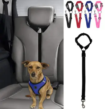 

Dog Cat Safety Seat Belt Strap Car Headrest Restraint Adjustable Nylon Fabric Dog Restraints Vehicle Seatbelts Harness Dog Leash