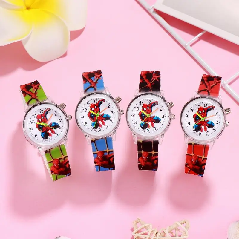 Disney Frozen Princess Elsa Children Cartoon Watches Spiderman Colorful Led Light Boys Watch Girls KidsGift Clock Wristwatch 5