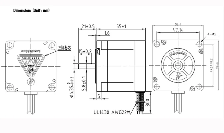 57B stepper motor 6.35