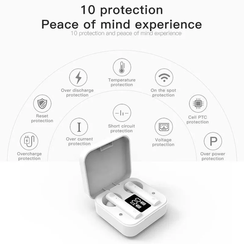Air 2s TWS Wireless Bluetooth Headphones LED Display In ear Fingerprint Touch Headset with Dual Mic Noise Reduction Earbud