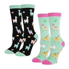 Мужские и женские повседневные Носки с рисунком альпаки из мультфильма, чулочно-носочные изделия из хлопка и спандекса, аксессуары, носки для рождественских праздников
