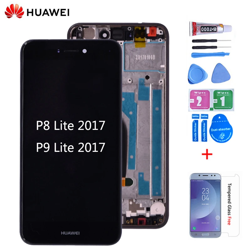 Для huawei P8 lite PRA-LA1 ЖК-дисплей кодирующий преобразователь сенсорного экрана в сборе с рамкой для huawei p9 lite lcd