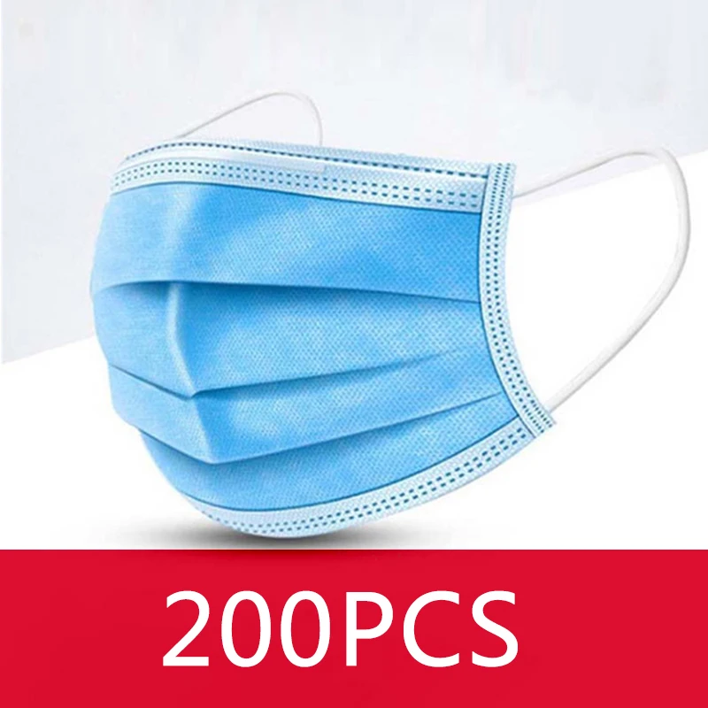 

Fast shipping 200 pcs 3 ply Filter Mouth Mask Disposable Mouth-muffle Non-woven Face Masks in stock fast deliver