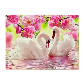 

IY 5D Diamond Embroidery Swans Swimming Full Round Diamond Painting Cross Stitch Kits Diamond Mosaic Home Decoration Gift