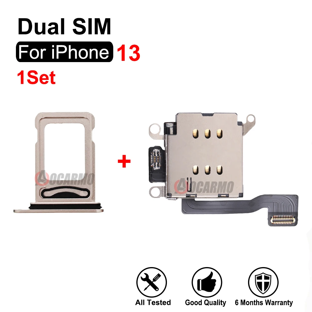 Per Iphone 13 Dual Sim Card Tray Slot + Sim Reader Flex Cable Set Completo Di Parti Di Ricambio