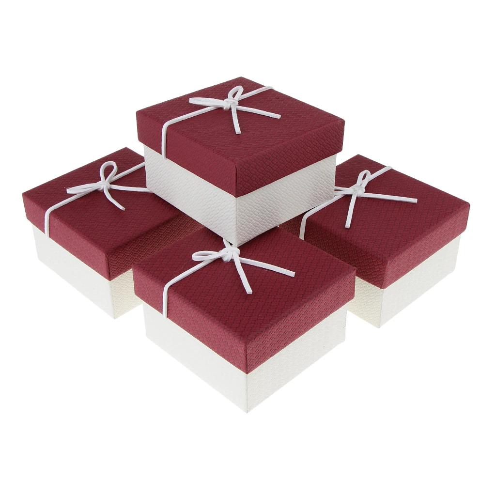 5pcs Paper Cardboard Jewelry Box Watch Bracelet Necklace Storage Gift Case - Цвет: Red White
