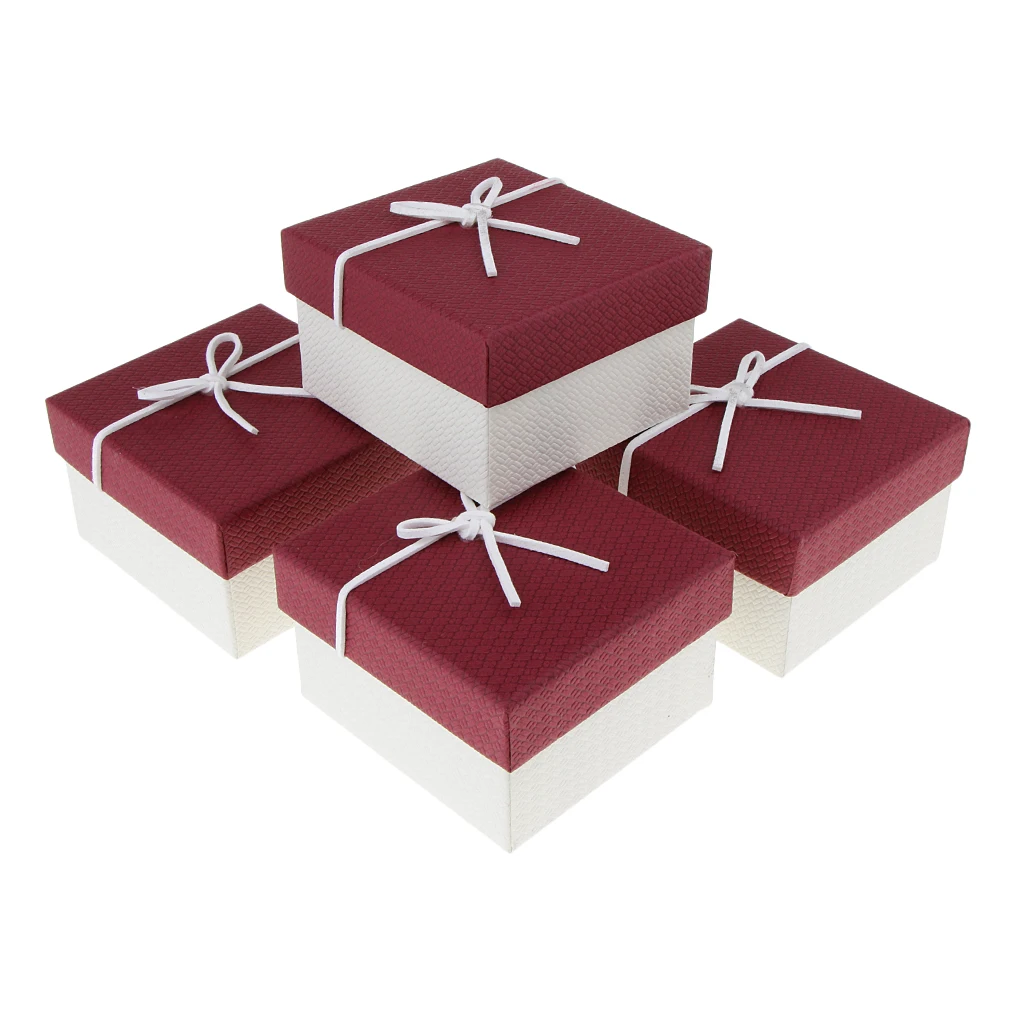 Red White 5pcs Paper Cardboard Jewelry Box Watch Bracelet Necklace Storage Gift Case - Цвет: Red White