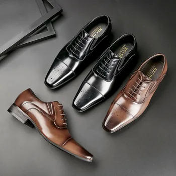 

NEW men's dress shoes man business shoes men's Spring and autumn big size casual gentleman male formal brogue shoes 805