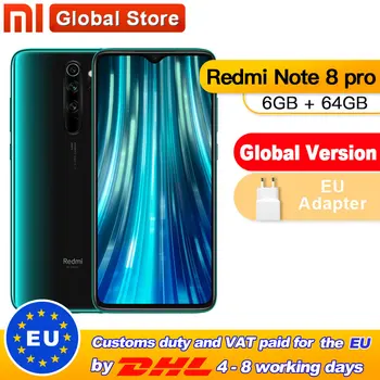 

Global Version Xiaomi Redmi Note 8 Pro 6GB 64GB Smartphone 64MP Quad Camera Helio G90T Octa Core 4500mAh NFC