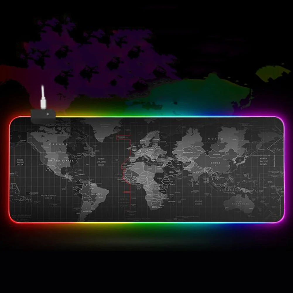 Игровой коврик для мыши RGB большой коврик для мыши геймер большая мышь Коврик для компьютерной мыши светодиодная подсветка XXL поверхность Mause Pad клавиатура Настольный коврик