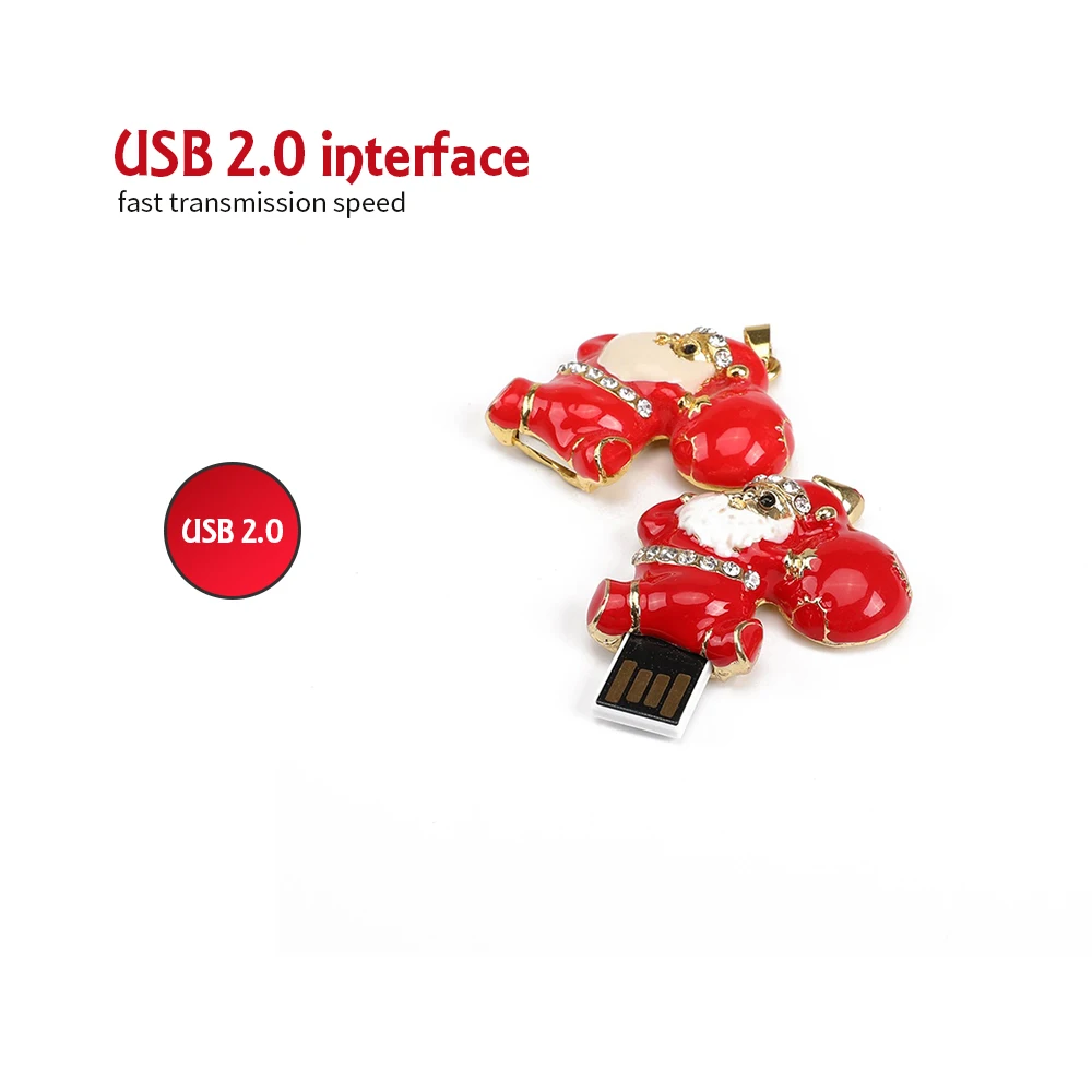 Креативный Рождественский u-диск, портативный USB 2,0, высокоскоростная передача, u-диск, Кристальный Санта Клаус, 32G 64G 128 GB, рождественский подарок