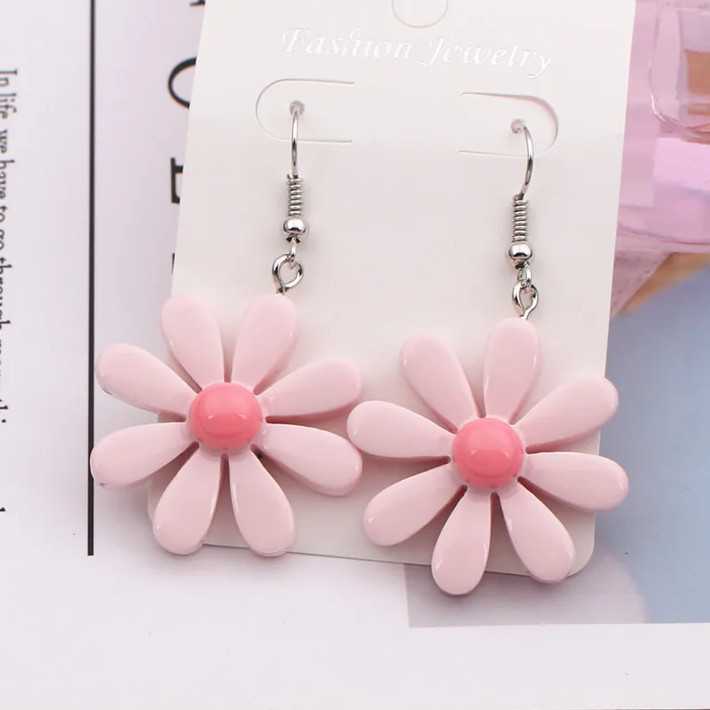 light pink EK890 дизайн сладкий цветок ромашки милые серьги-гвоздики ювелирные изделия серьги для девочек подарок для женщин красный розовый цвет Brincos - Окраска металла: light pink