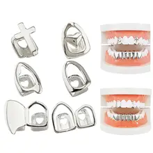 Punk Gold Silver Teeth Grillz Top Bottom Grills Dental Mouth Teeth Caps Cosplay Party Tooth Rapper Jewelry Gift Hip Hop