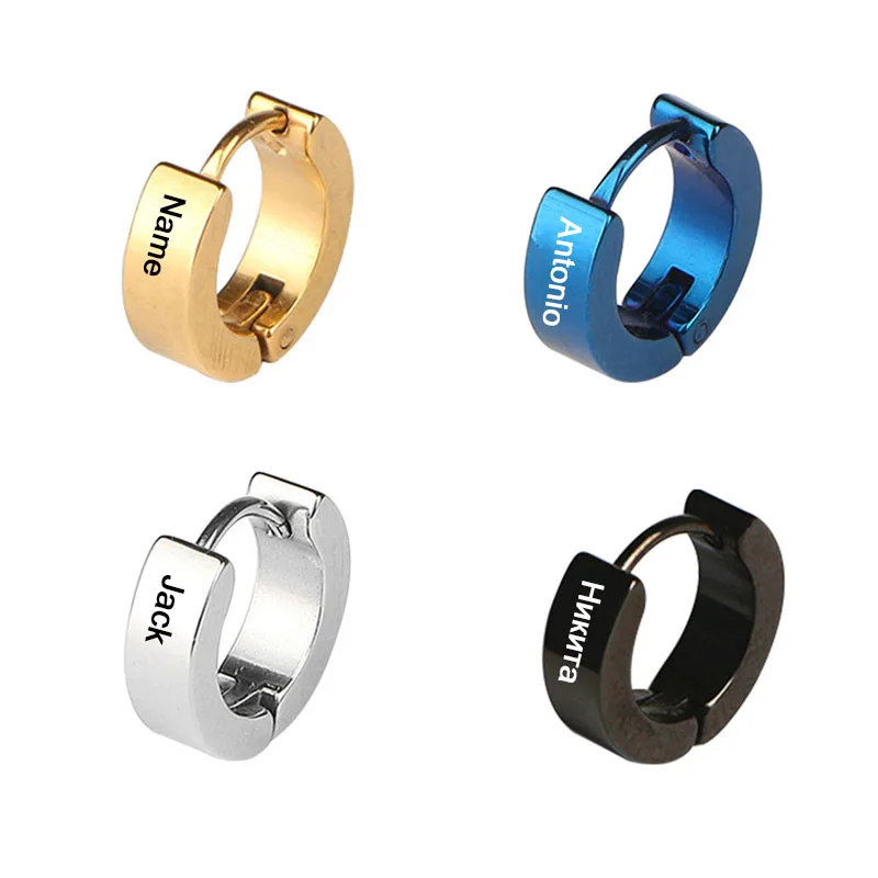 Pendientes de acero inoxidable con grabado de nombre, joyería gótica personalizada para hombres y mujeres, Regalos de joyería UNISEX