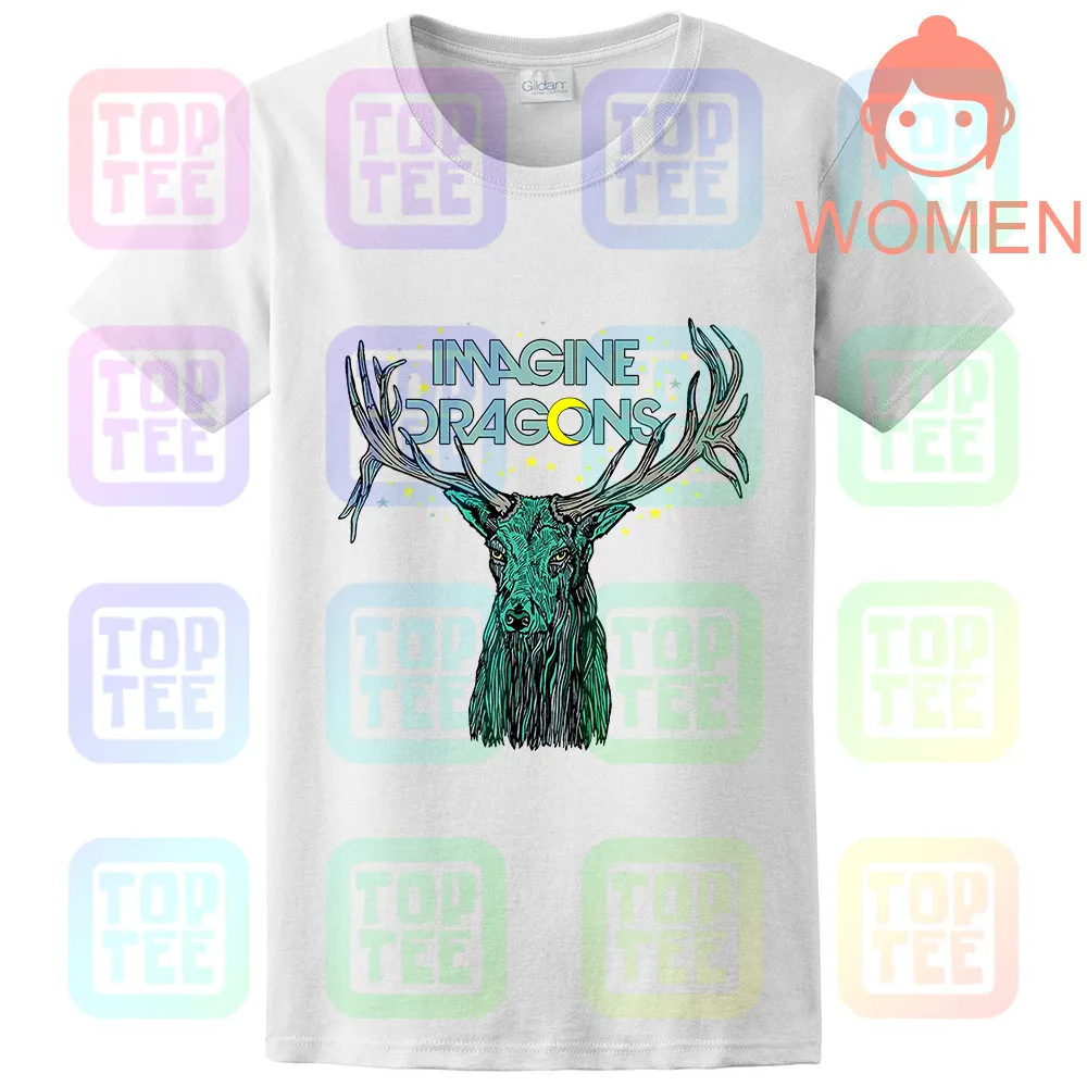 IMAGINE Dragon Elk In Stars Мужская футболка унисекс Официальный Лицензированный Merch - Цвет: WOMEN-WHITE