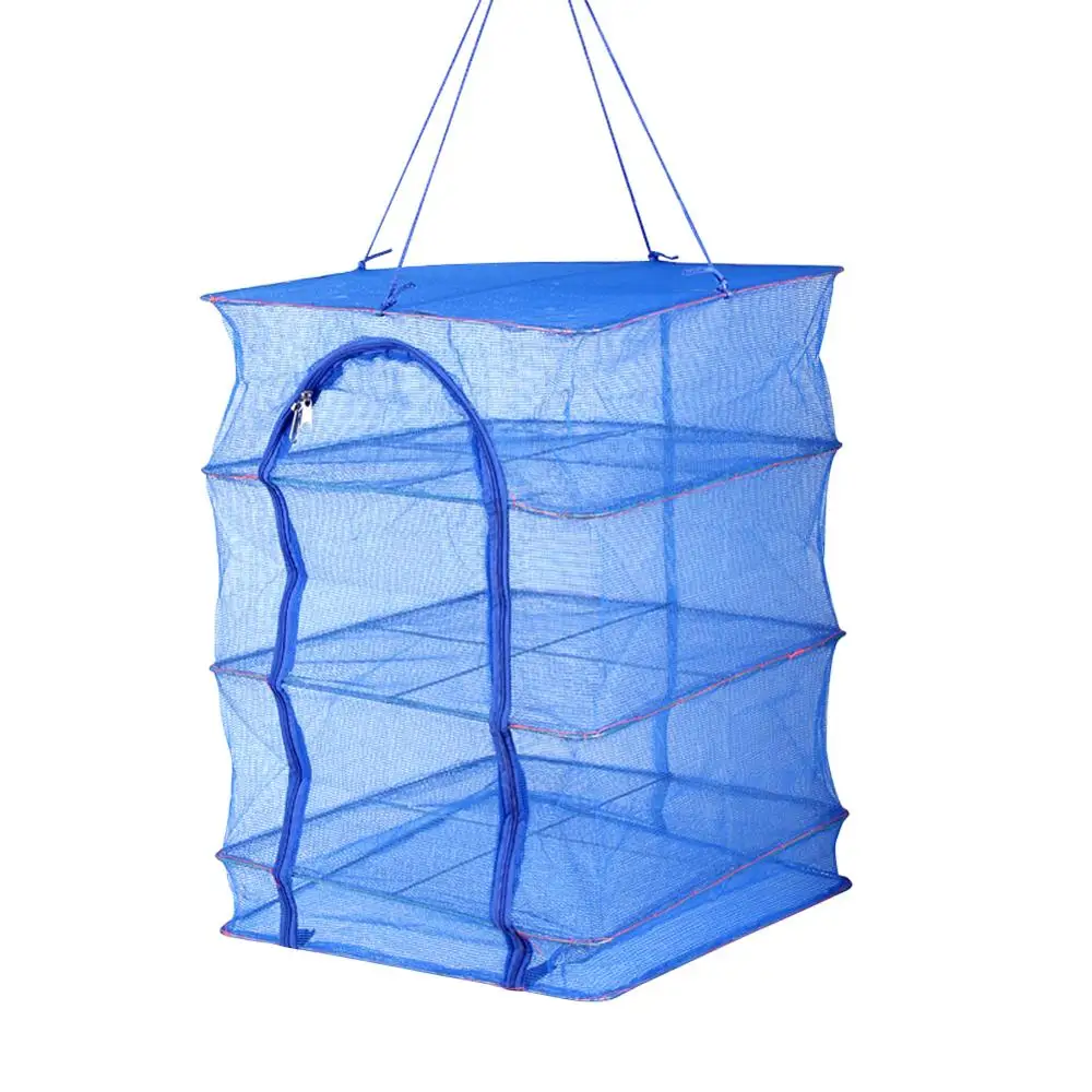 

4 Layers Fish Net Drying Fishing Net Rack Folding Mesh Hanging Vegetable Fish Dishes Dryer Hanger Dry Food Fish Storage Net