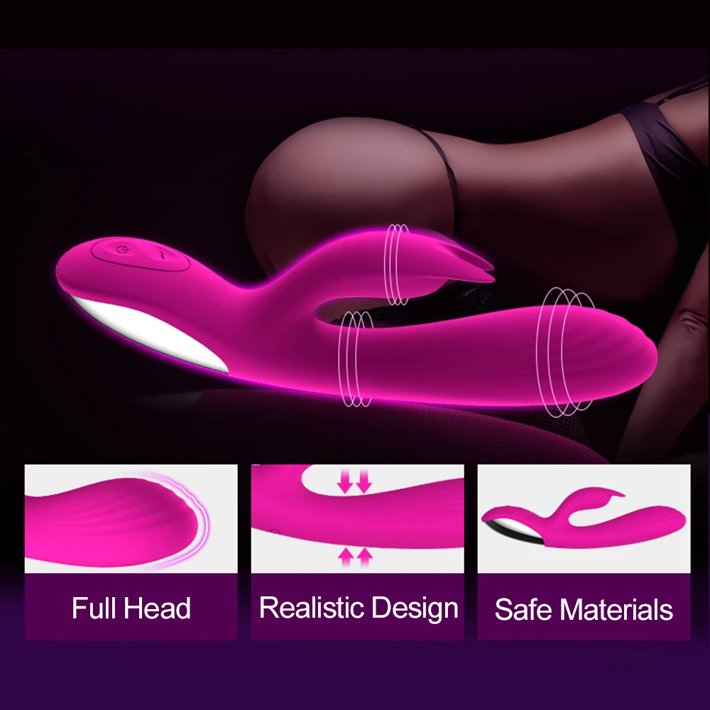 10 Frequency Silicone Dual Vibration Sex Toy Rabbit Ear Stimulation Clitoral Realistic Dildo Massage G-spot Vaginal Masturbation