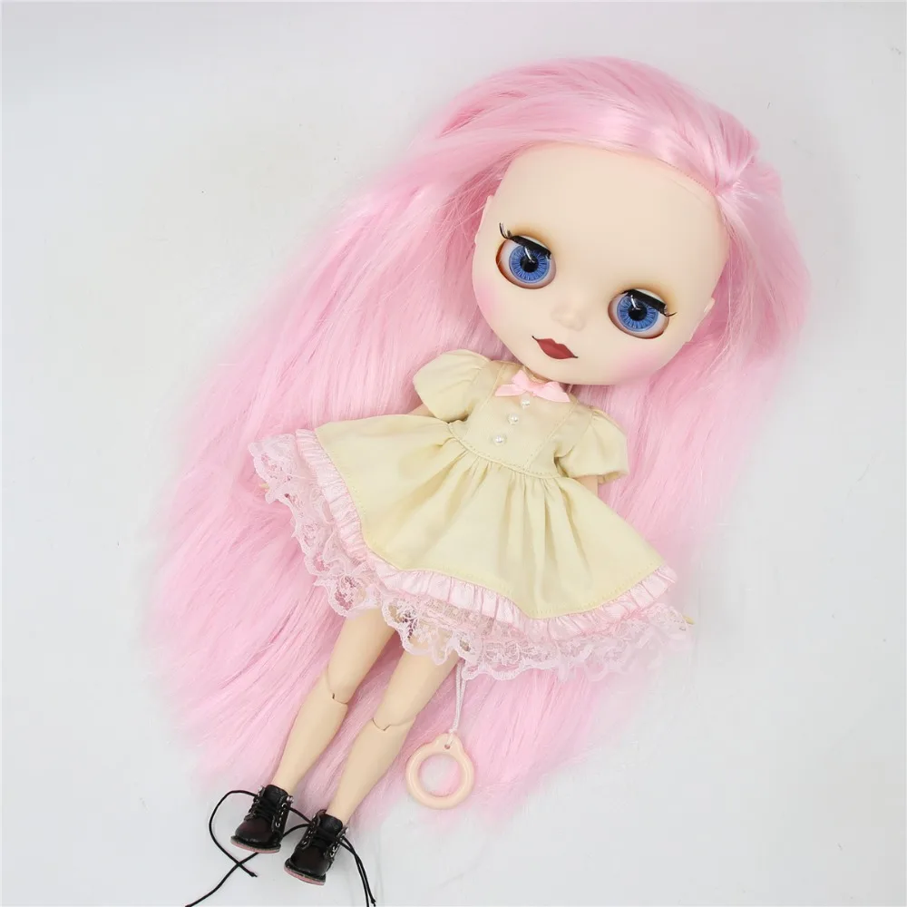 Ледяная фабрика blyth кукла 1/6 игрушка шарнир тело bjd белая кожа матовое лицо прямые розовые волосы 30 см