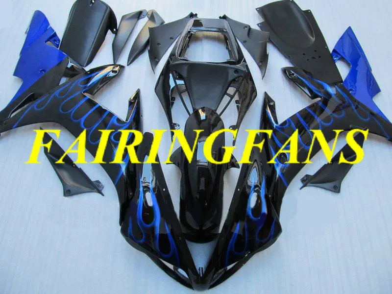 Литья под давлением обтекатель для YAMAHA YZFR1 02 03 YZF R1 YZF1000 2002 2003 Синий Пламя Черный Обтекатели Кузов+ подарки YE54