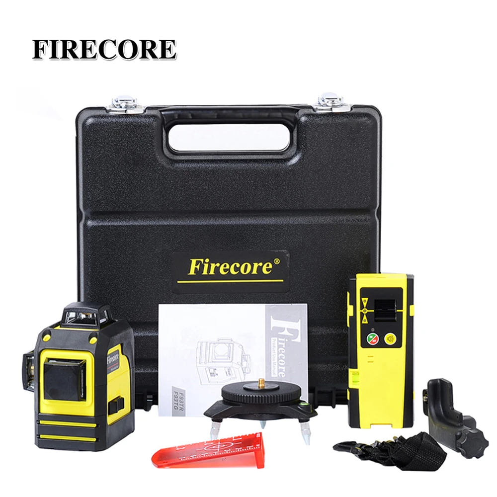 Tanie FIRECORE 12Lines 3D F93TR F93TG Red Green Laser Level Self Leveling 360 Horizontal And Vertical Cross line+3M Tripod Receiver