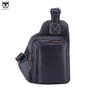 

BULL CAPTAIN Brand Genuine Leather Men's Chest Sling Pack Men Cross Body Shoulder Bags Cowhide Messenger Bag For Travel