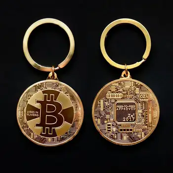 

Key Ring Bitcoin Commemorative Keychain Collectible Coin Art Collection Gift