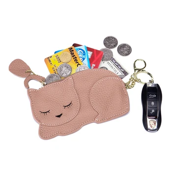 

Cute Cat Women Genuine Leather Coin Purse Female Wallets Women Zipper Coin Purses Children Storage Pocket Bags Pouch