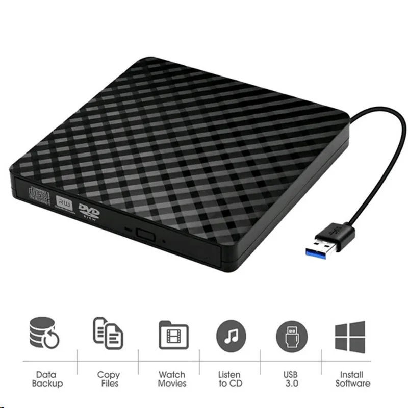  High-Speed External CD/DVD Driver Case USB 3.0 RW Burner Reader ROM Optical Drive Case For Laptop N