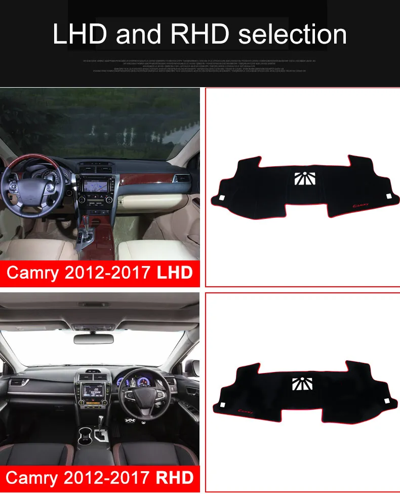 Для Toyota Camry 2012- приборной панели автомобиля Избегайте светильник коврик приборная панель Крышка КОВРИК КОВРЫ автомобильные аксессуары