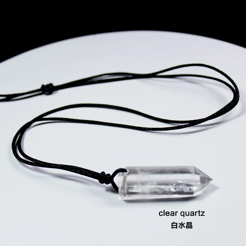 clear quartz Runyangshi, 1 шт., целебные хрустальные подвески чакры, шестиугольные кристаллы кварца в форме пули, камень, сделай сам, маятниковые бусины, ювелирные изделия - Цвет: clear quartz