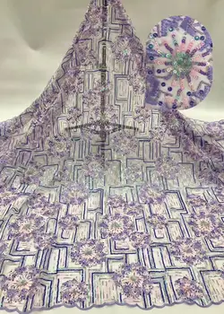 

Latest Style African French Tulle Mesh Lace Fabric High Quality French Voile Lace Fabric With Sequins For Nigerian Wedding Dress