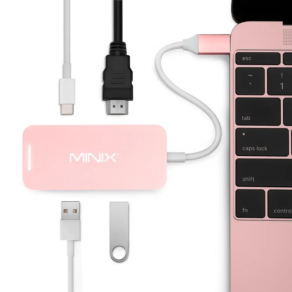 Rose MINIX NEO C Mini USB-C многопортовый адаптер с HDMI выходом UHD(3840x2160) 30 Гц USB3.0 космический серый совместимый с Apple MacBook - Цвет: Rose