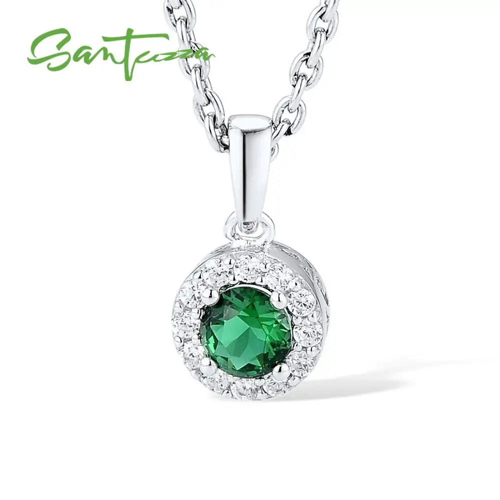 Green Glass Santuzza, серебряные ожерелья, подвески для женщин, натуральный камень, подвеска, подходит для ожерелья, 925 пробы, серебро, горка, ожерелье, s подвеска - Окраска металла: Green Glass