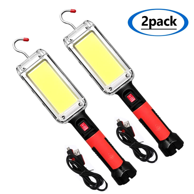 2Pack 800W Powerful Flashlight Torch USB Rechargeable COB Work Light Camping Tent Work Maintenance Lantern Lamp with Magnet Hook led flashlight camping lamp led work light camping lights work light