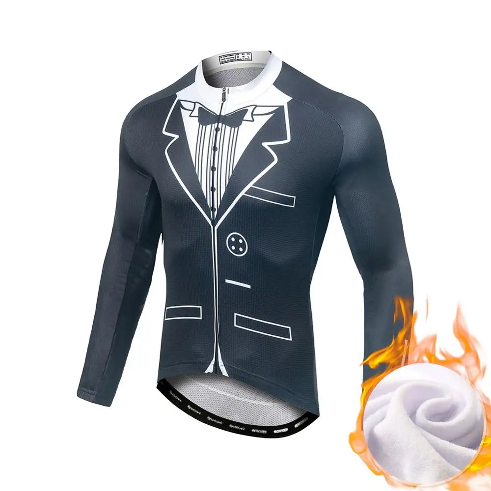 B Fleece Long Jersey Pro Team Зимняя Теплая Флисовая велосипедная одежда мужская с длинным рукавом Джерси Открытый езда на велосипеде MTB Одежда комбинезон наборы - Цвет: B Fleece Long Jersey