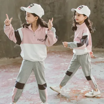 

Girls Clothing Sets Tracksuit Fall Loose Casual Sweatshirt Girl clothes Suit Long Sleeve Outerwear Tops+Pants Children Costume