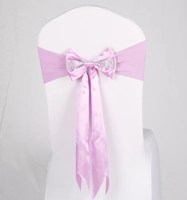 

Hotel Banquet Chair Back Decorative Flower Wedding Celebration Chair Cover Elasticity Hole of Ribbon Bow