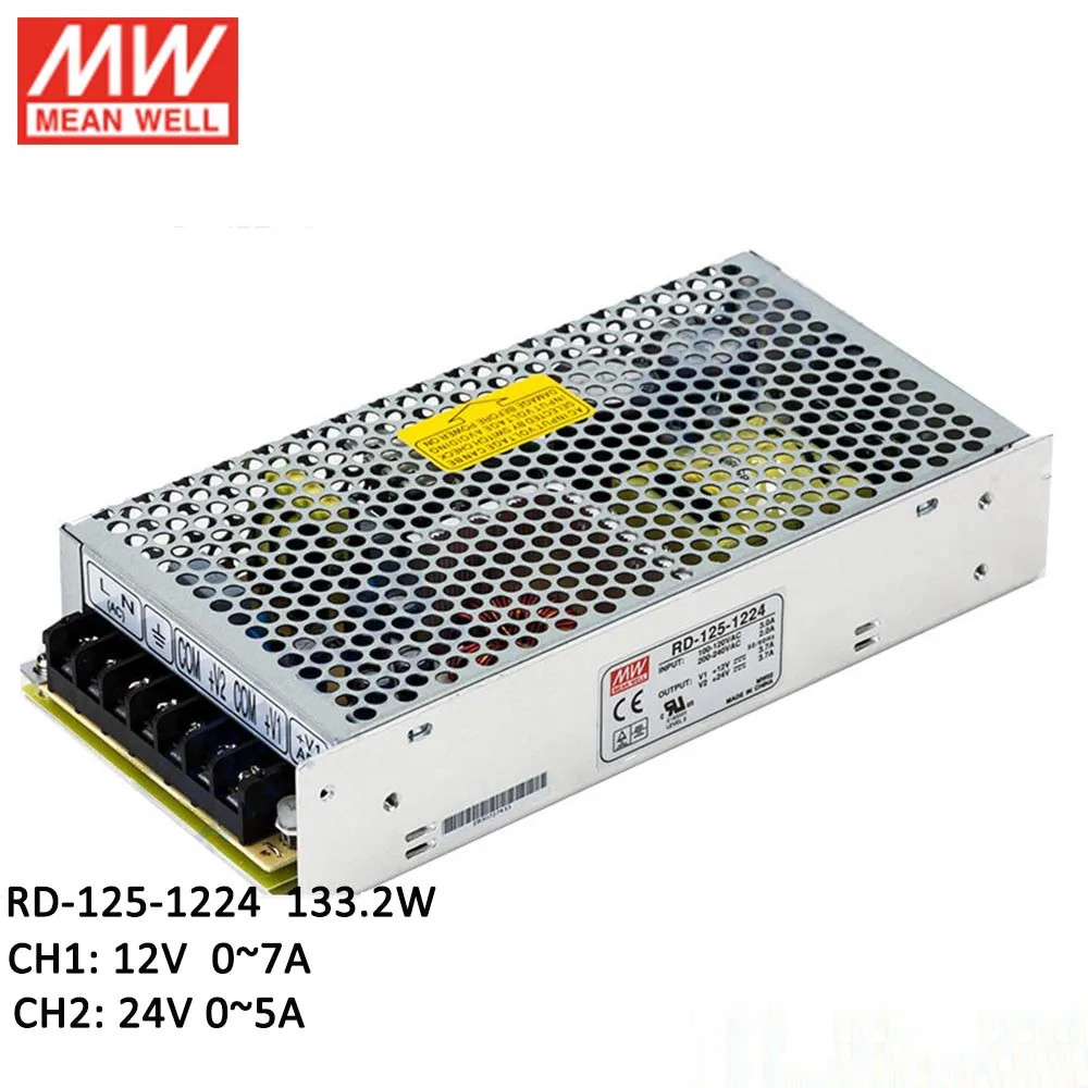 Источник питания с двумя выходами MEAN WELL RD-125-1224 133 Вт 12 В 24 постоянного тока 110 В/220