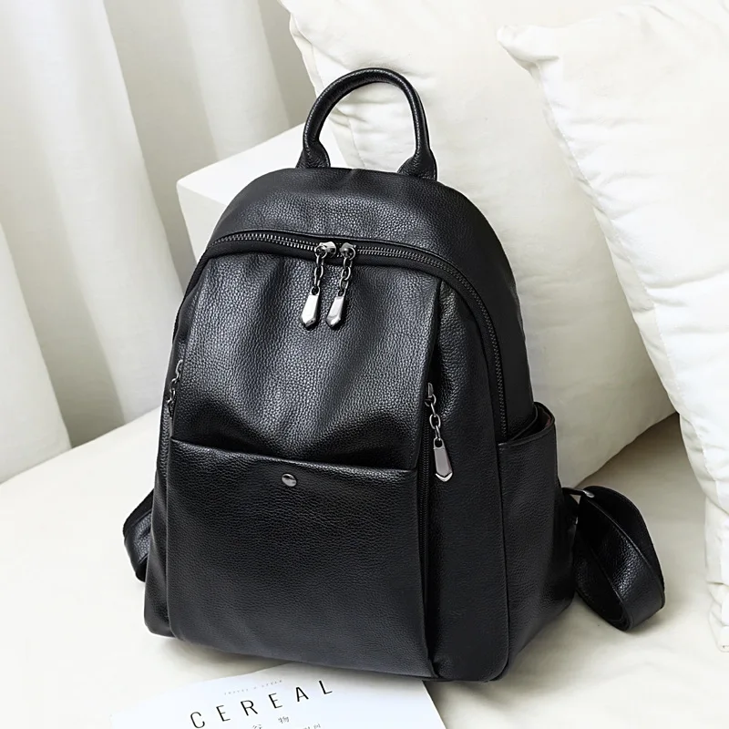 

Shoulders Woman 2019 Pu Woman Leisure Portable Soft Leather Concise Backpack