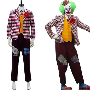 

Full Set 2019 The Joker Cosplay Costume Wig Batman Arthur Fleck Joker Jacket Uniform Vest Shirt Coat Blazer Pants Suit Halloween