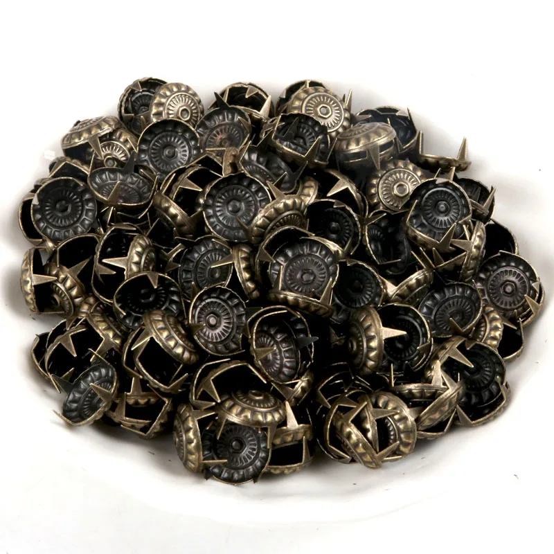 Mixed Round Metal Bronze Four Fastener Brads Spikes 50pcs Scrapbooking Embellishment Crafts Pushpin Studs Decoration 11mm metal brads,scrapbooking decoration