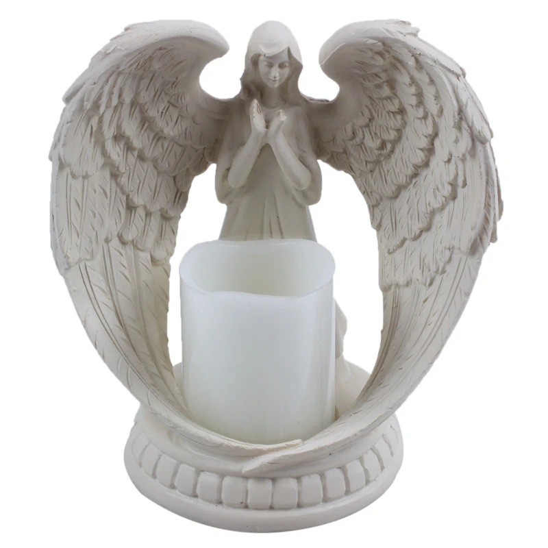

Creative Resin Angel Figurines Electronic Candlestick Crafts Home Decor Angel Miniature Candle Holder Ornaments Wedding Gifts S