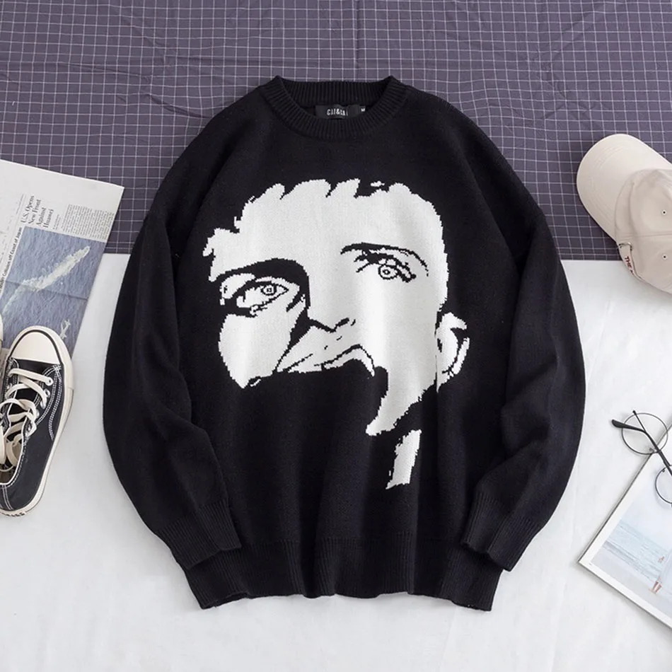 2XL Плюс Размер портретный принт повседневные с длинными рукавами мужские s свитеры с круглым вырезом Blusa De Frio Masculino Pull мужской свитер для мужчин