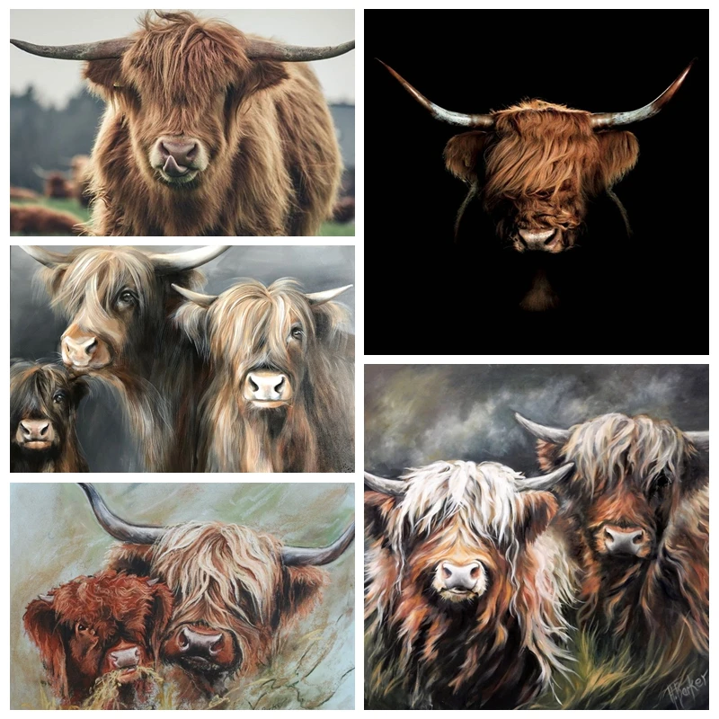 Highland Cattles Cow 5D Diy Diamond Painting Kits Full Square Diamond